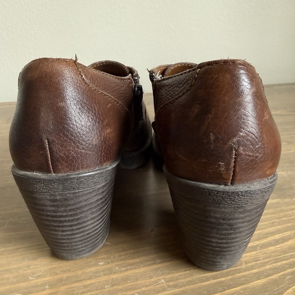 B.o.c Born Concept Womens 8/39 Brown Leather Buckle Ankle Boots Heels‎ Shoes - Picture 5 of 9